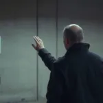 Investisseur inspectant une borne de recharge dans un parking souterrain