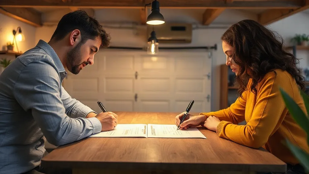Signature d'un contrat de location de garage entre particuliers