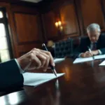 Signature d'un acte de viager chez le notaire